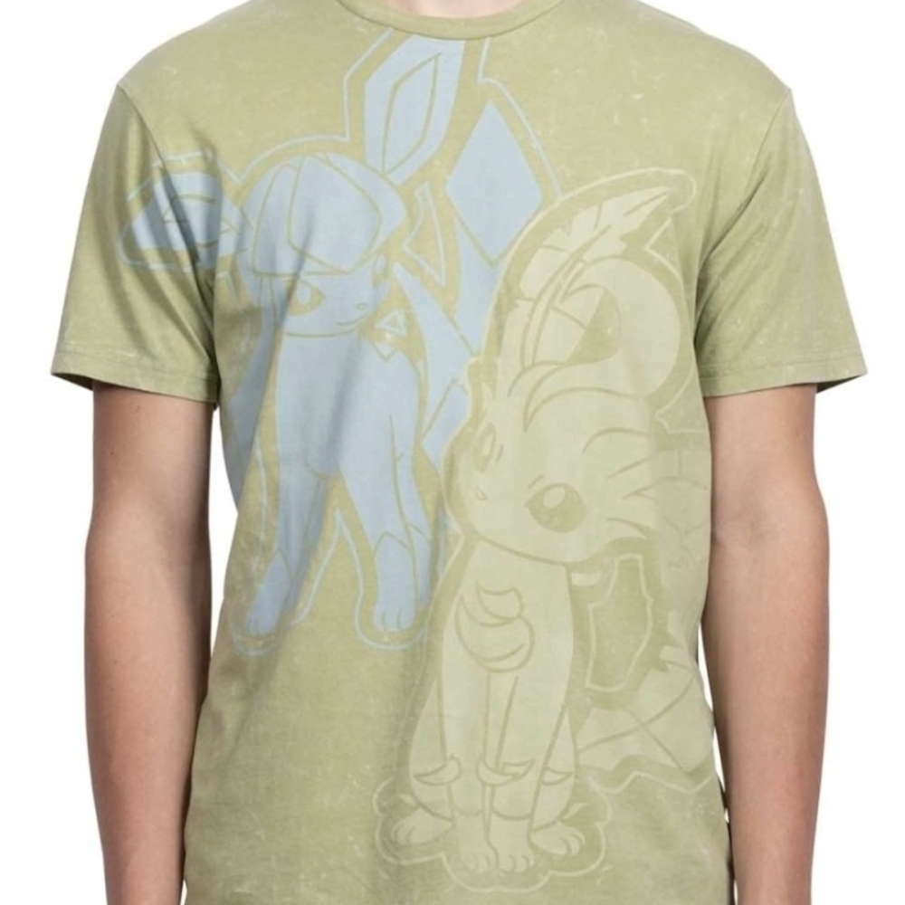 Mens Graphic Pokemon Center Glaceon And Leafeon Shirt NWT